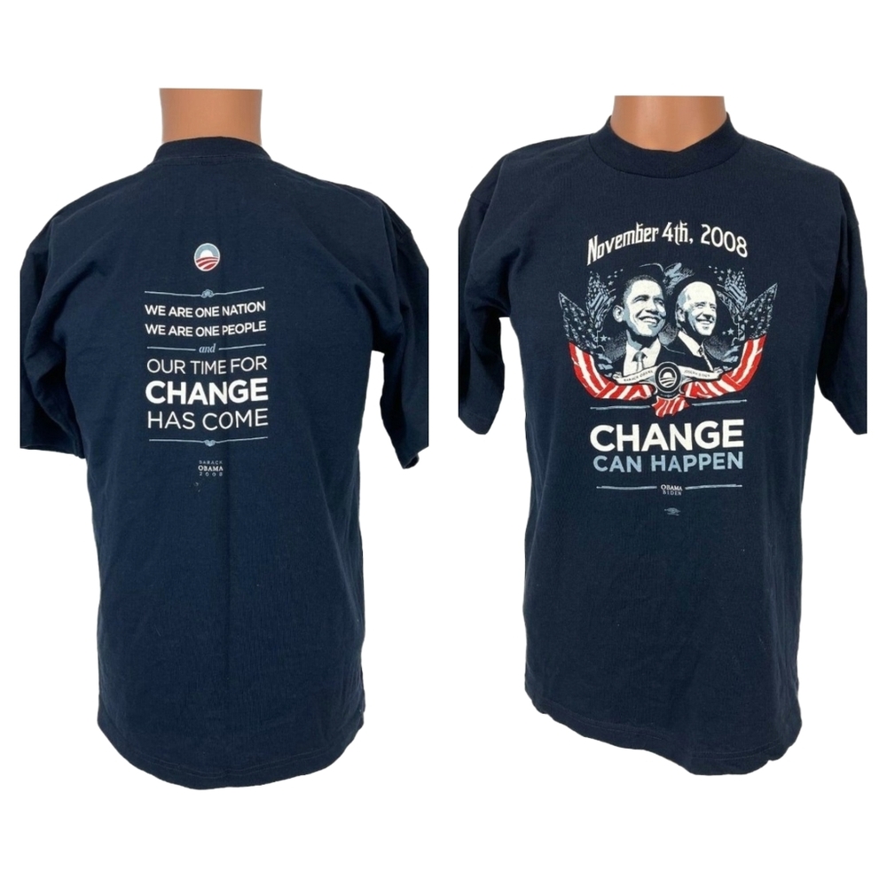 Vintage Unisex 2008 Obama Biden Change Can Happen Campain T Shirt - S - Picture 9 of 10